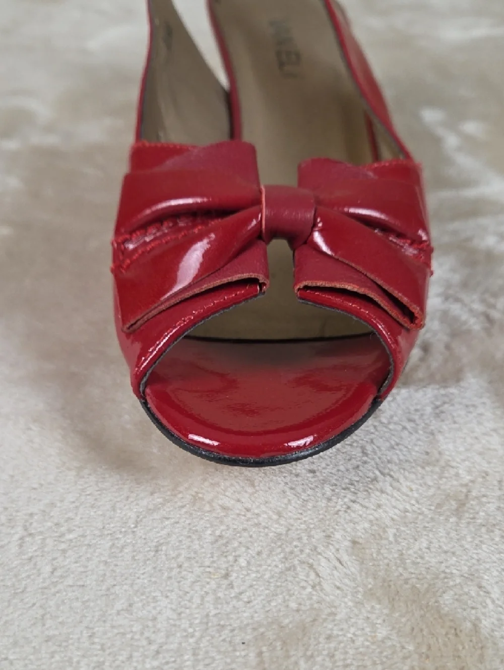 Vaneli Red Peep-Toe Slingback Heels - Picture 3 of 9